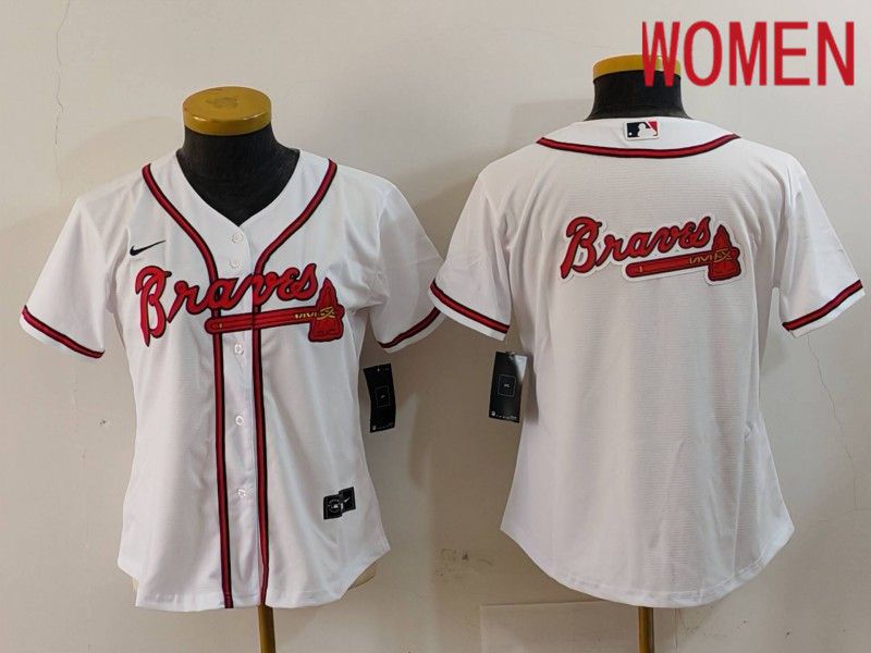 Women Atlanta Braves Blank White Game 2024 Nike MLB Jersey style 3->->